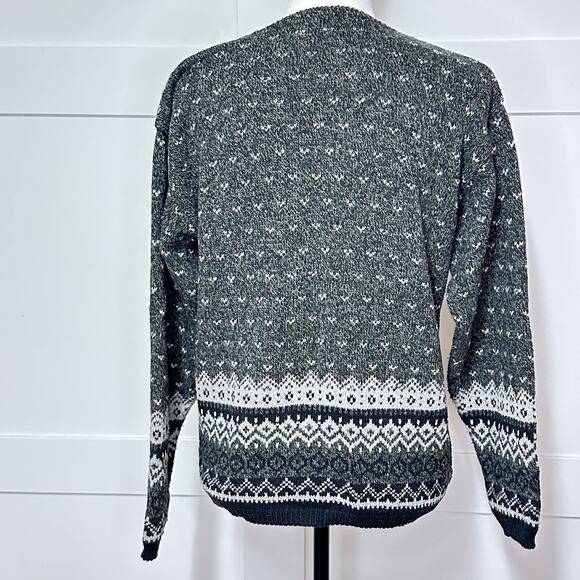 Vintage Eddie Bauer Women’s Size M Grey White Knit Button Up Cardigan *USA made* - Picture 2 of 6